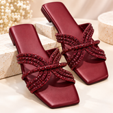 BFIRST Crystal Bloom Rhinestone Block Heel Sandals