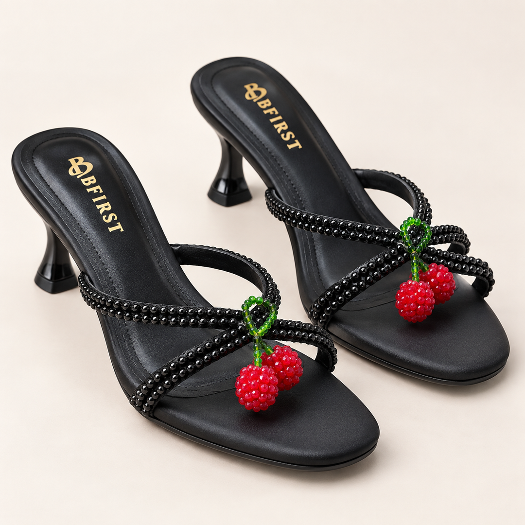 BFIRST Cherry Charm Beaded Heels