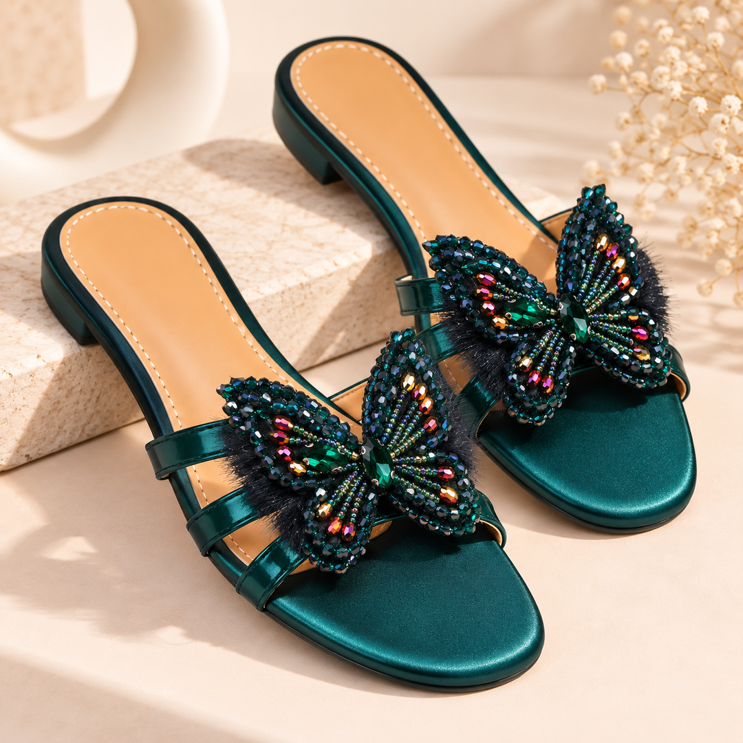 BFIRST Butterfly Bliss Beaded Flat Sandals