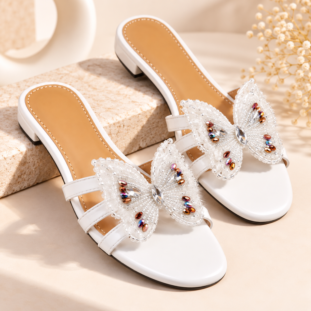 BFIRST Butterfly Bliss Beaded Flat Sandals